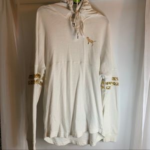 PINK white and gold sequined sweatshirt